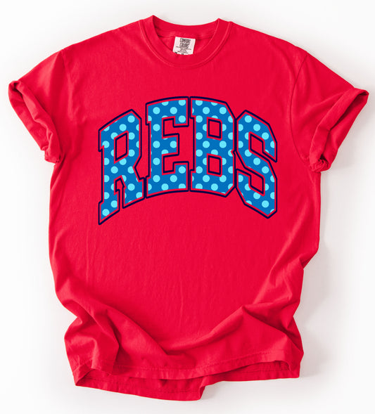 Bella or Comfort Colors Rebs Polkadot Shirt/ Ole Miss Shirt/ Rebels Mascot /Youth and Adult Sizes