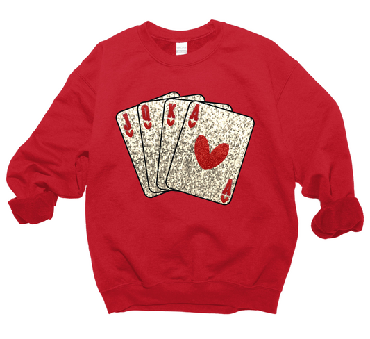 Bella Canvas or Gildan Faux Glitter DTF Cards/ Valentines Unisex Sweatshirt - Unisex Sweatshirt