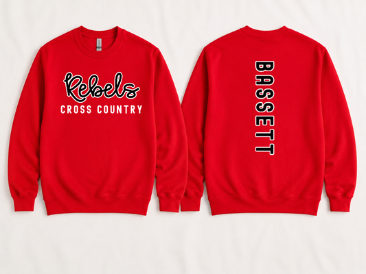 Zion Chapel Rebels Cross Country Sweatshirt- Customized Front and Back/ Gildan or Bella Canvas Options