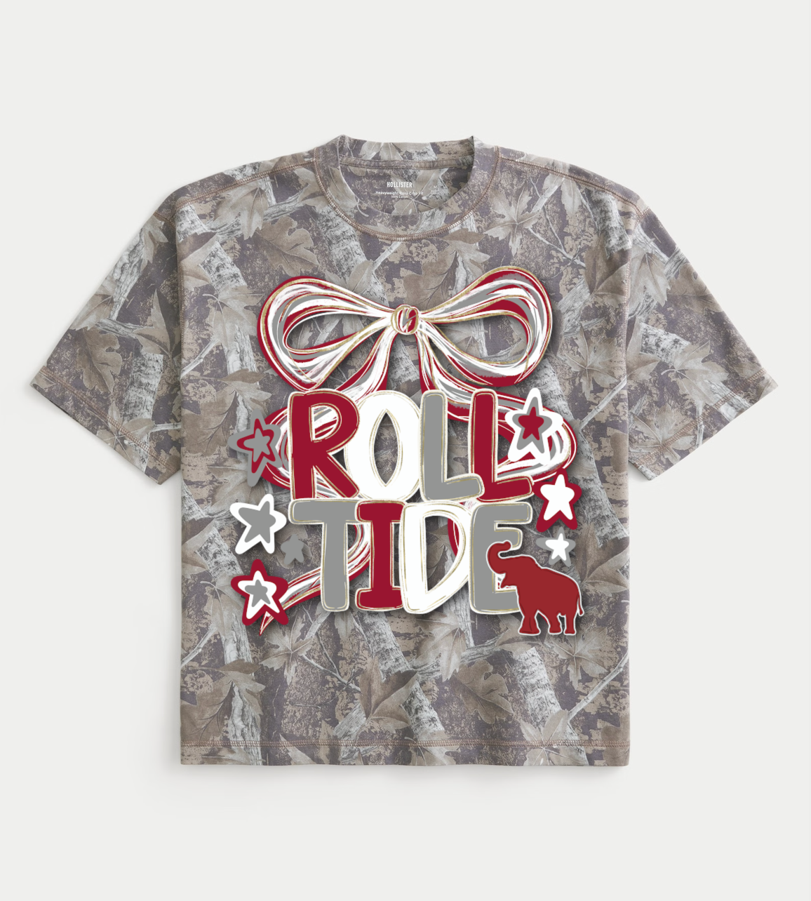Camo Roll Tide Boxy Crop Tee/ Adult Sizes