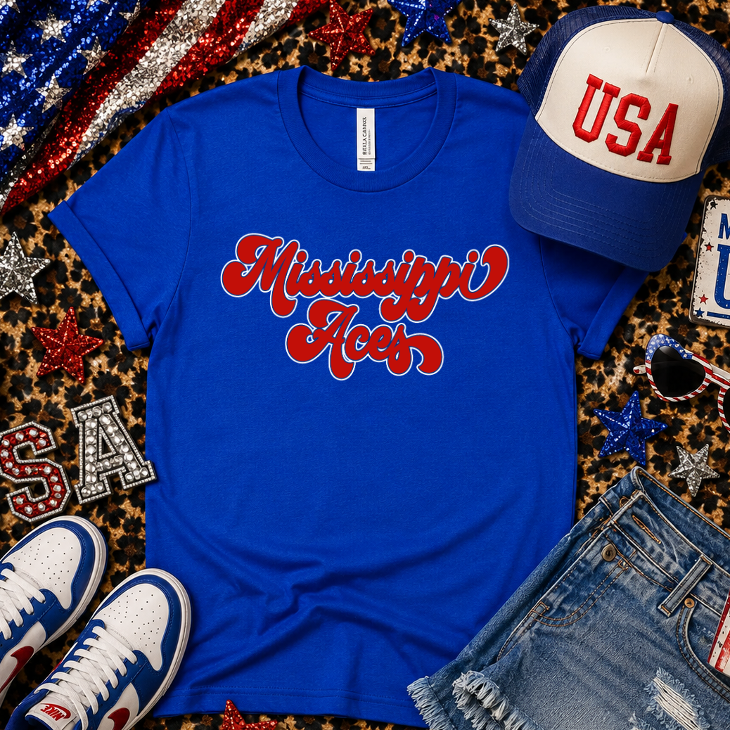 Comfort Colors or Bella Canvas Mississippi Aces Baseball Shirt