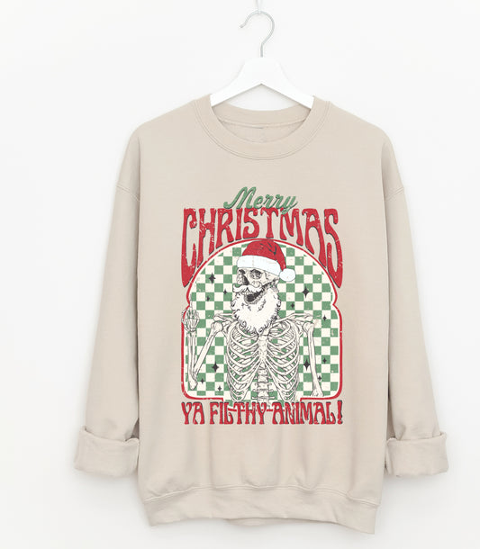 Bella or Gildan Merry Christmas Ya Filthy Animal Sweatshirt/ Christmas Sweater - Adult Sizes