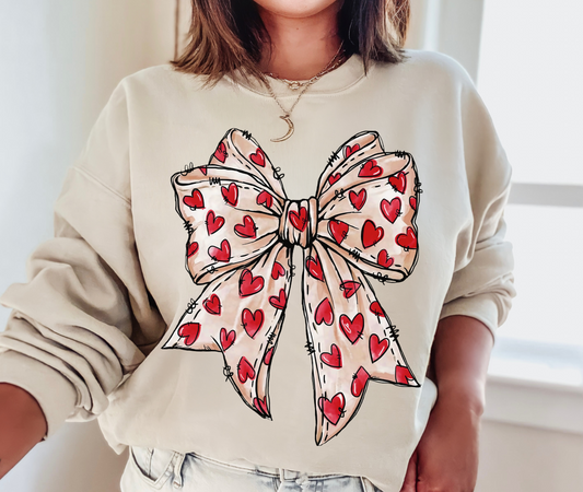 Bella or Gildan Heart Coquette Bow Sweatshirt/ Adult Sizes