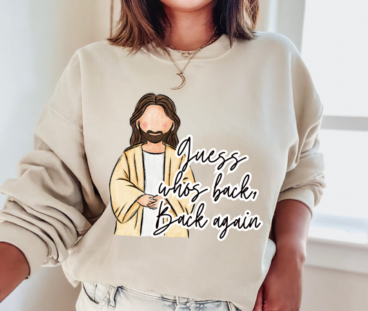 Guess Who's Back, Back Again Jesus Sweatshirt/ Youth and Adult Sizes