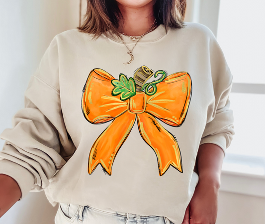 Gildan, Comfort Colors, Or Bella Canvas Pumpkin Bow Sweatshirt/ Cute Fall Sweatshirt