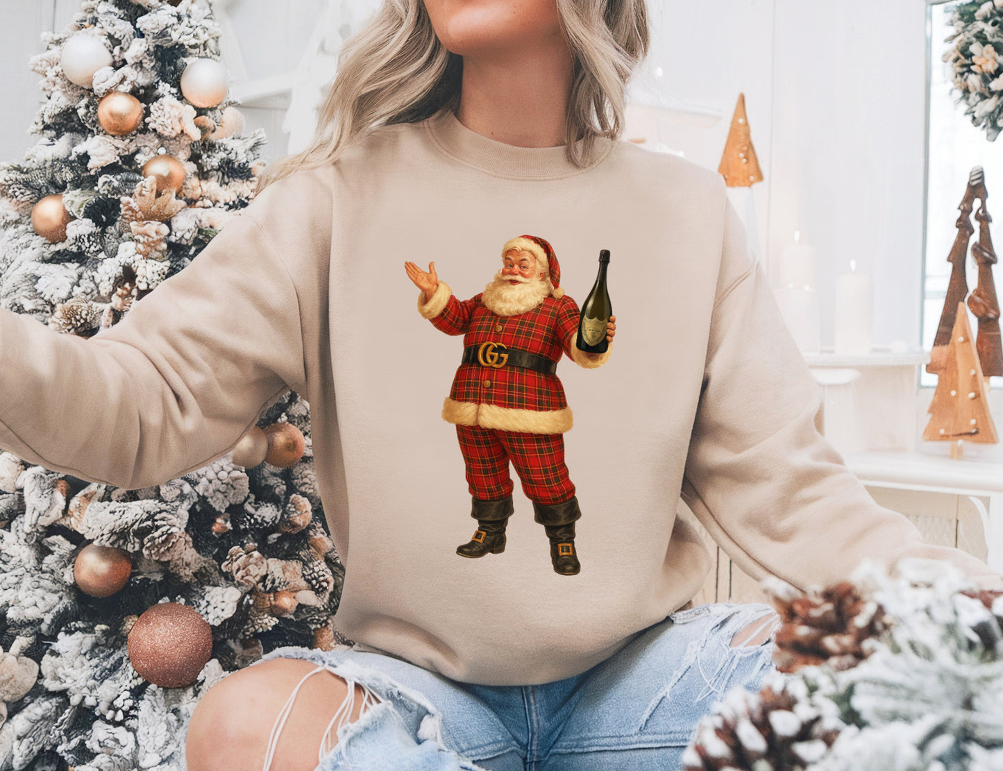 Adult Luxe Santa Sweatshirt/ Gildan or Bella Sweatshirt