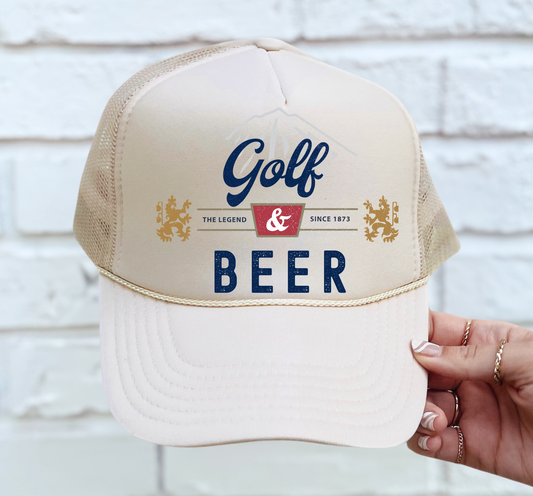Golf and Beer Western Trucker Hat/ Vacation Hat/ Concert Hat/ Golf Cap