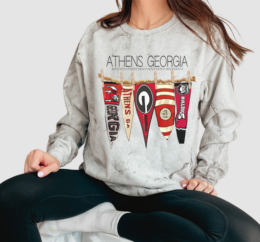 Comfort Colors Color Blast Athens Georgia Pennant Flag Football Sweatshirt