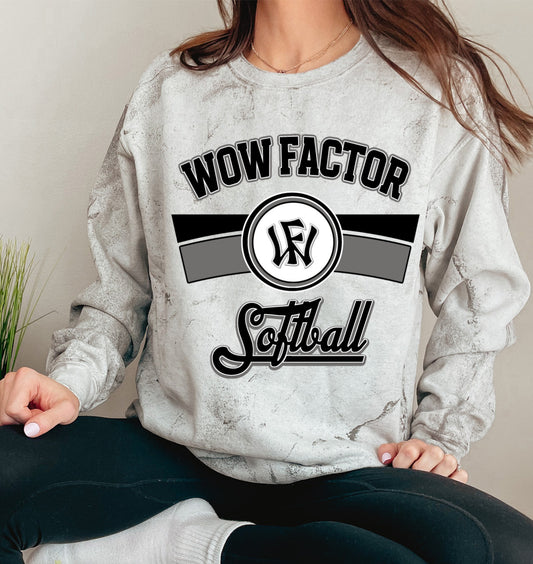 Softball Wow Factor Comfort Colors Color Blast Sweatshirt/ Adult Sizes Only