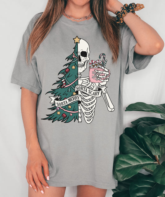 Bella or Comfort Colors Sorta Merry Sorta Scary Tee/ Christmas Shirts/ Youth and Adult Sizes