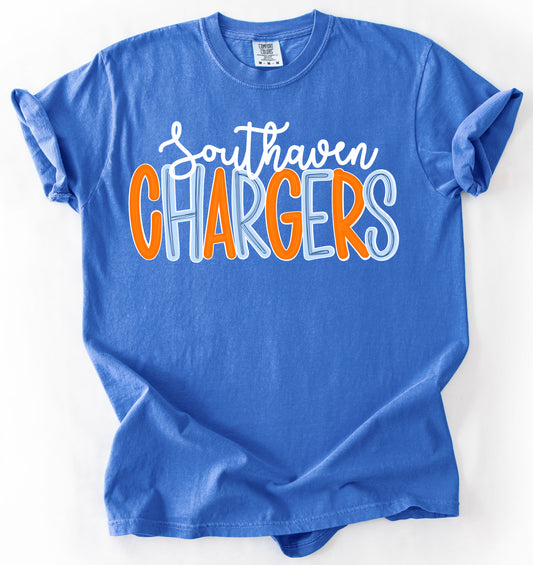 Southaven Chargers Shirt/ Comfort Colors Brand - Youth and Adult Sizes