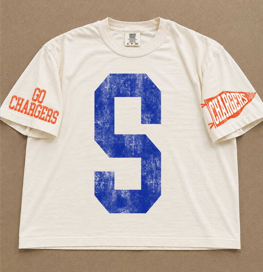 Custom Comfort Colors Southaven Chargers Spirit Wear Shirts/ Custom Boxy Crops