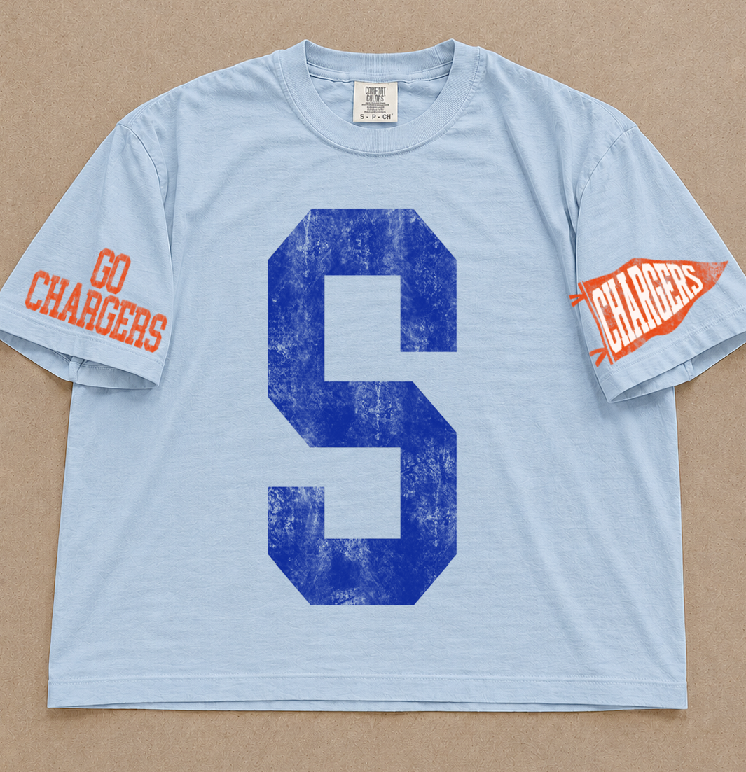Custom Comfort Colors Southaven Chargers Spirit Wear Shirts/ Custom Boxy Crops