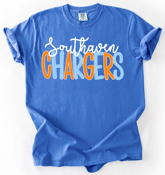 Southaven Chargers Shirt/ Comfort Colors Brand - Youth and Adult Sizes
