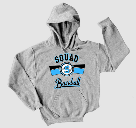 Squad Baseball Hoodie/ Youth and Adult Sizes - Gray