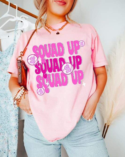 PINK Stacked Squad Baseball - Comfort Colors or Bella/ Youth and Adult Sizes