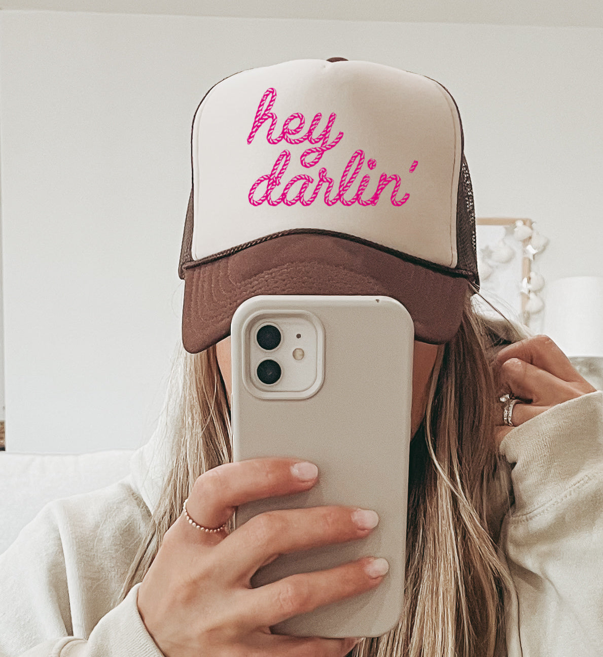 Hey Darlin Rope Country Western Style Trucker Hat – Pink Mustache Boutique