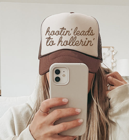 Hootin' Leads To Hollerin' Country Western Style Trucker Hat