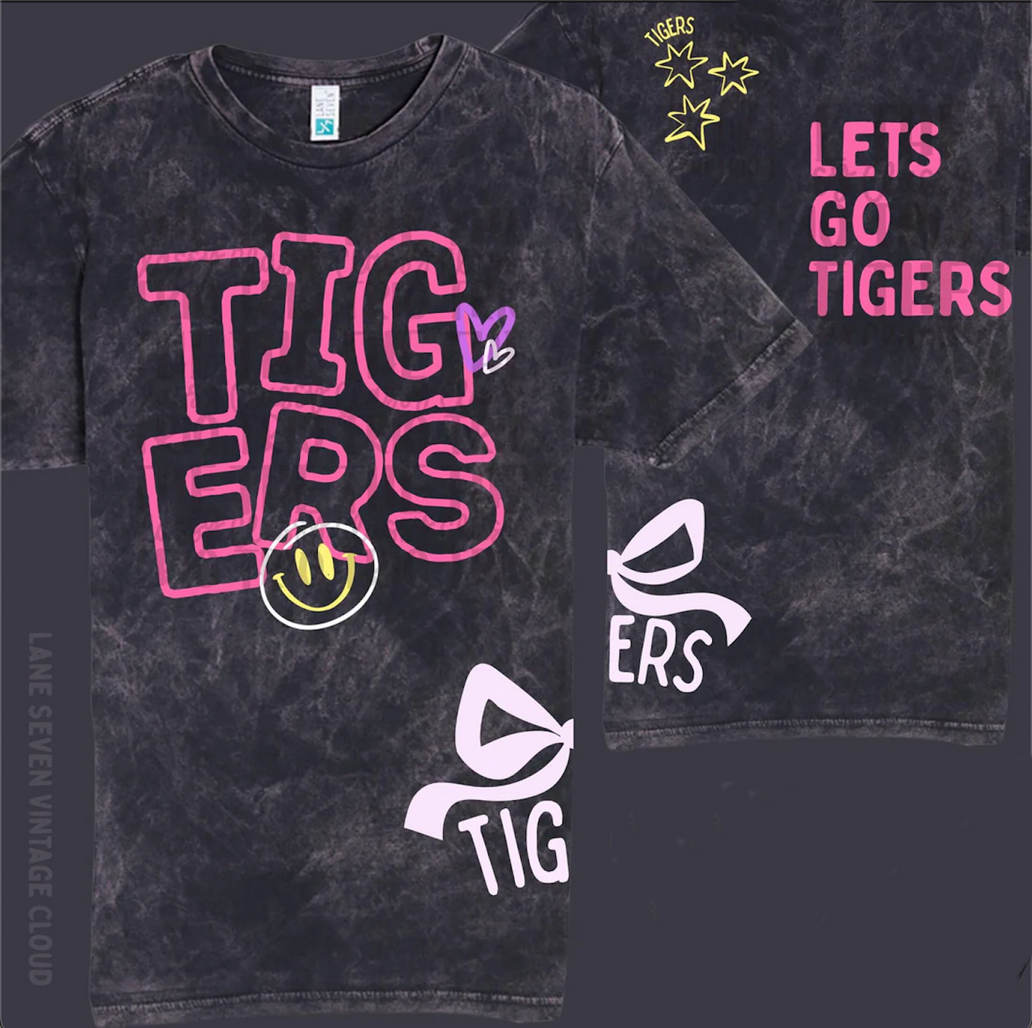 Acid Washed Tigers Spirt Wear/ Youth and Adult Sizes - Front/Back Printed -Hernando Tigers