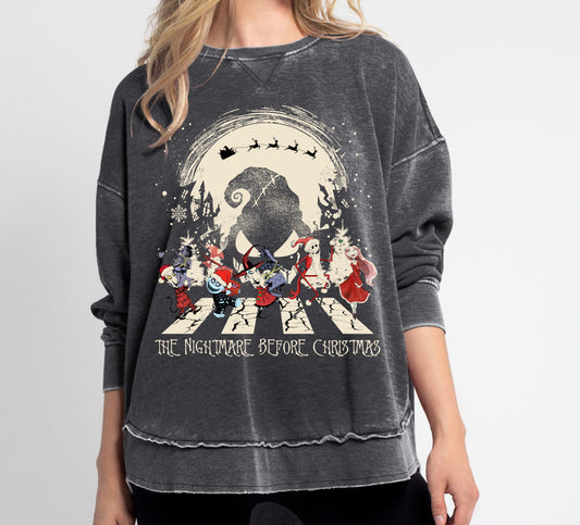 Acid Washed Nightmare Before Christmas Quality Sweatshirt - Sizes and Inventory Limited