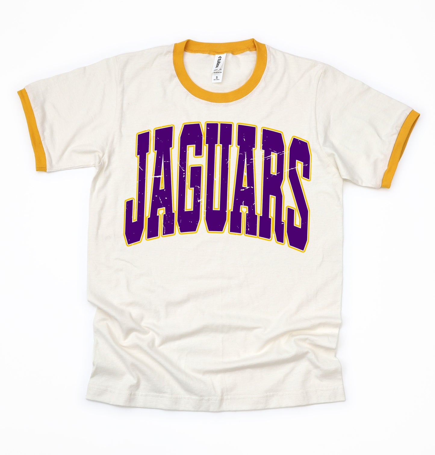 Distressed Jaguars Ringer Shirt/ Adult Sizes - Tultex Brand
