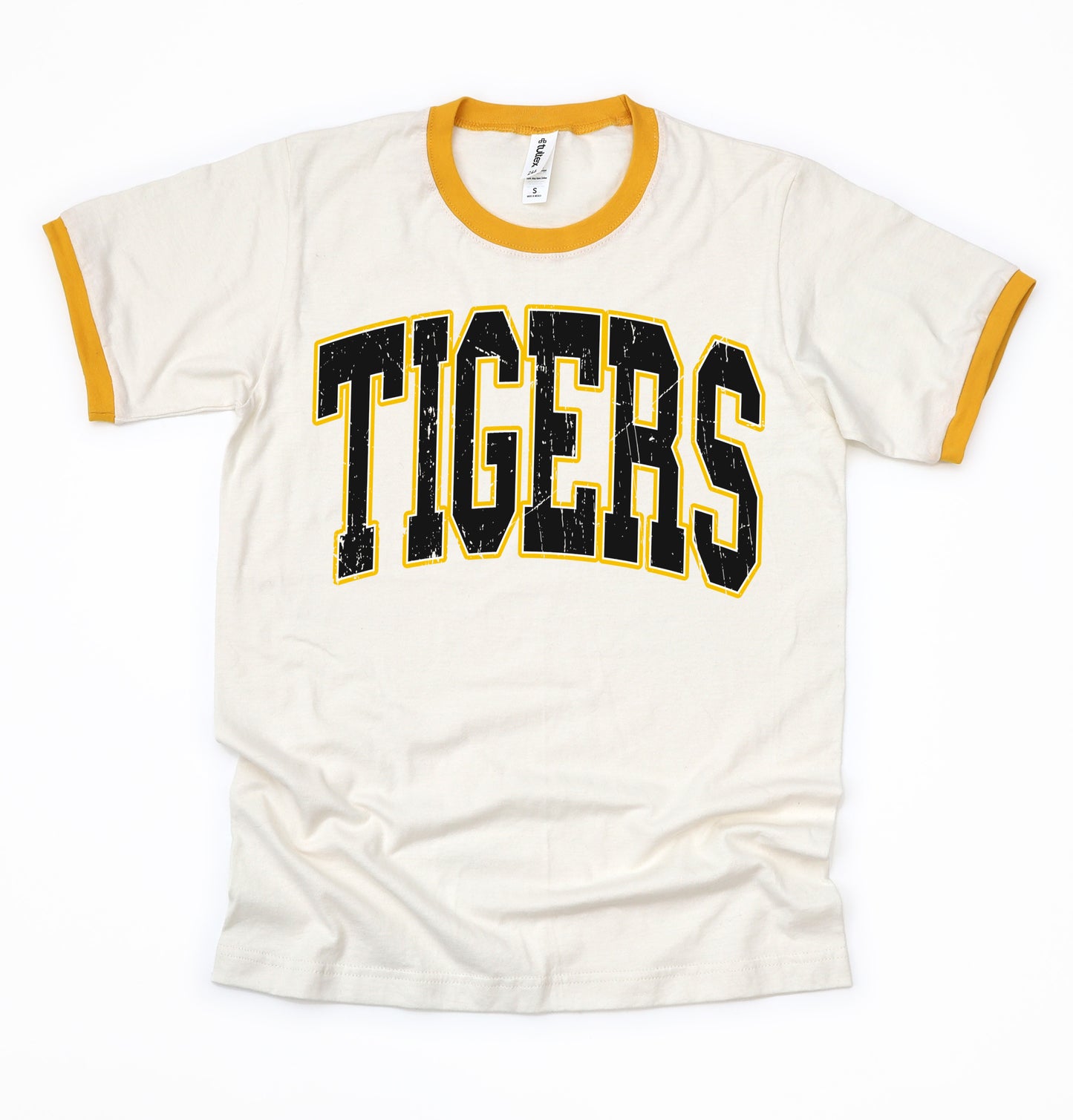 Distressed Tigers Ringer Shirt/ Adult Sizes - Tultex Brand - Multiple Colors