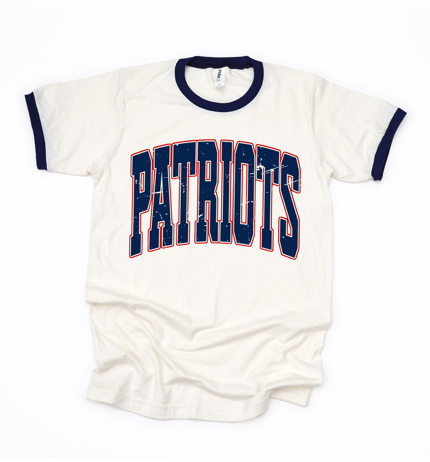 Distressed Patriots Ringer Shirt/ Adult Sizes - Tultex Brand