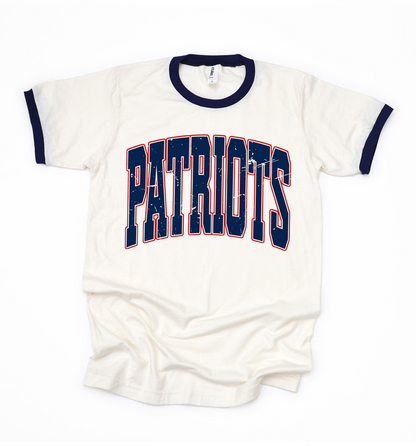 Distressed Patriots Ringer Shirt/ Adult Sizes - Tultex Brand
