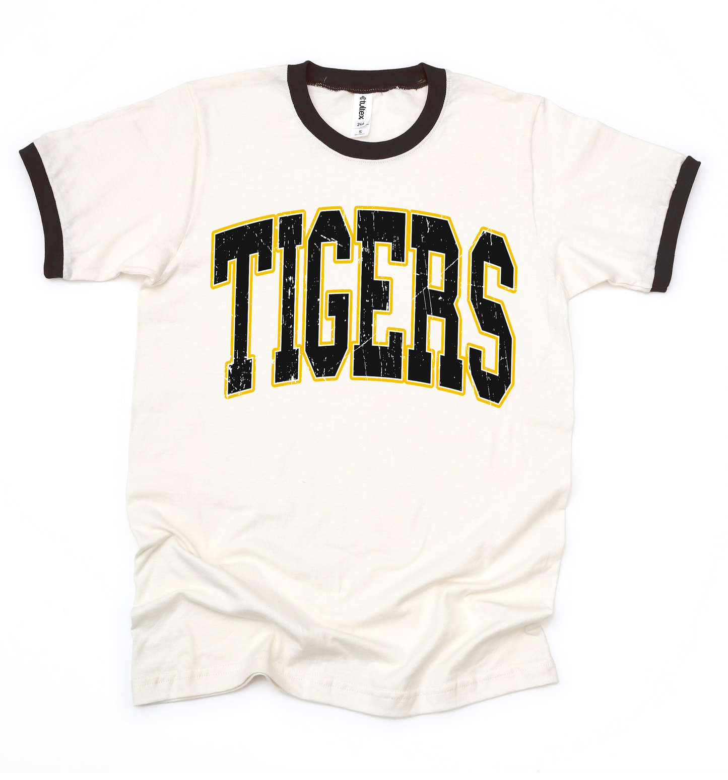 Distressed Tigers Ringer Shirt/ Adult Sizes - Tultex Brand - Multiple Colors