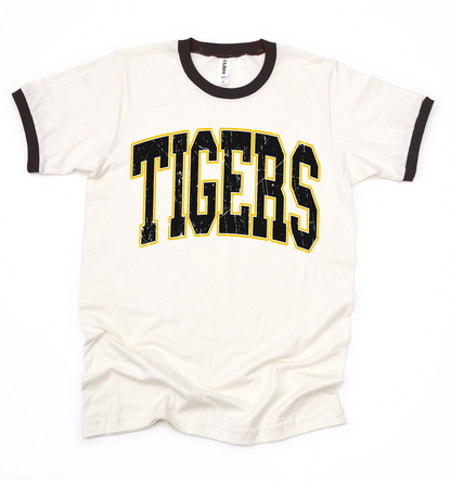 Distressed Tigers Ringer Shirt/ Adult Sizes - Tultex Brand - Multiple Colors