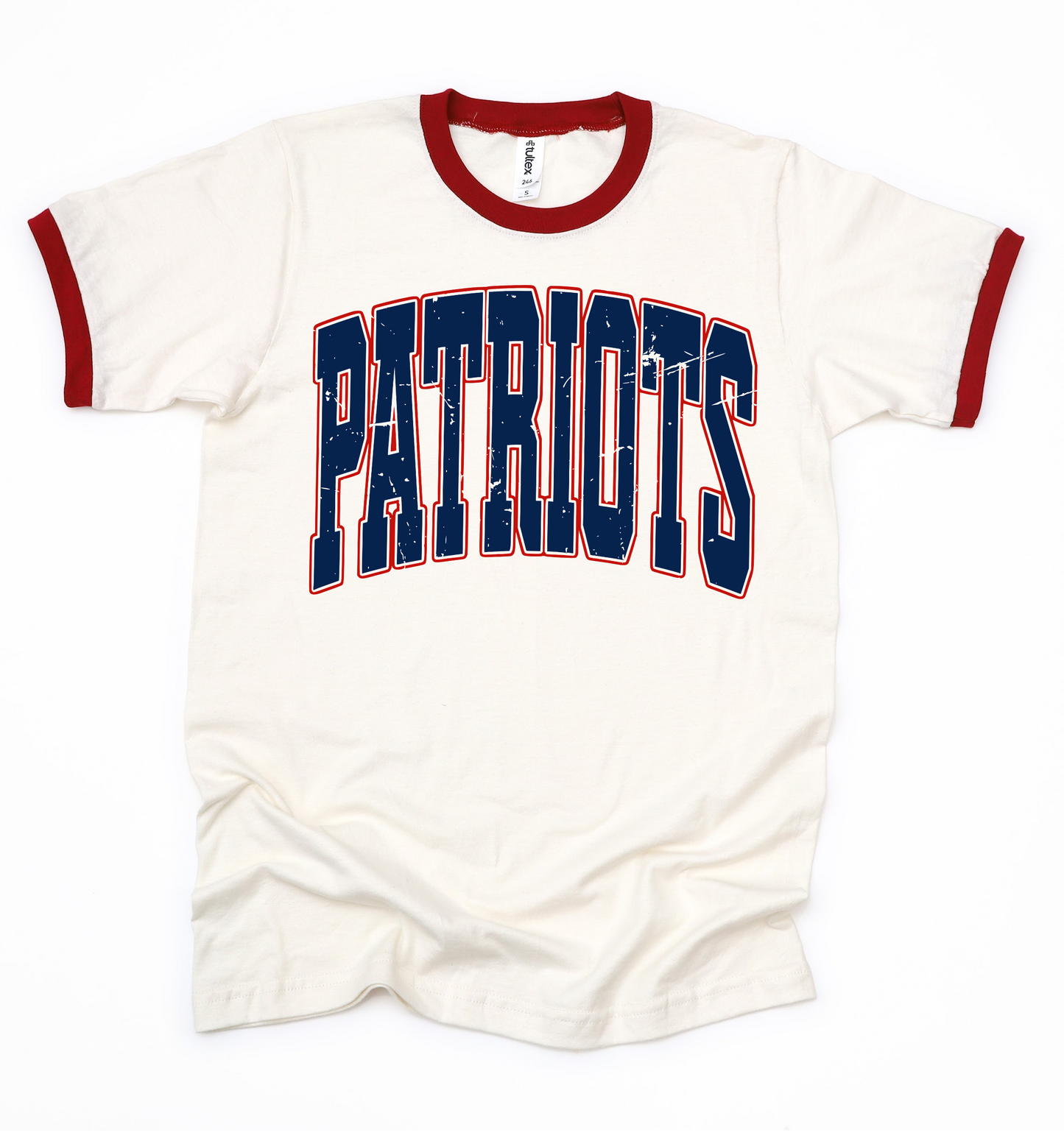 Distressed Patriots Ringer Shirt/ Adult Sizes - Tultex Brand