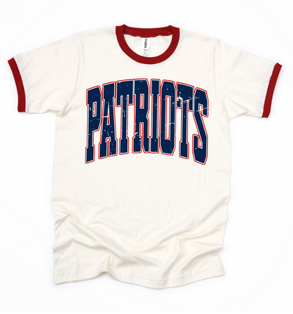 Distressed Patriots Ringer Shirt/ Adult Sizes - Tultex Brand