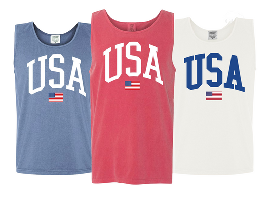 Comfort Colors USA Tank Top / Memorial Day or July 4th Tank/ 4th Of July
