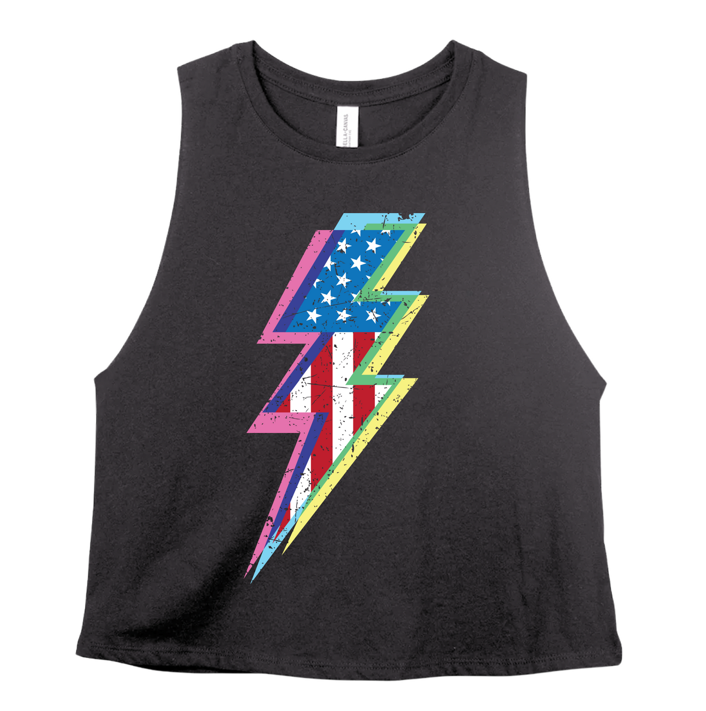 Bella Canvas USA Lightning Bolt CROPPED Tank / Memorial Day or July 4th Tank