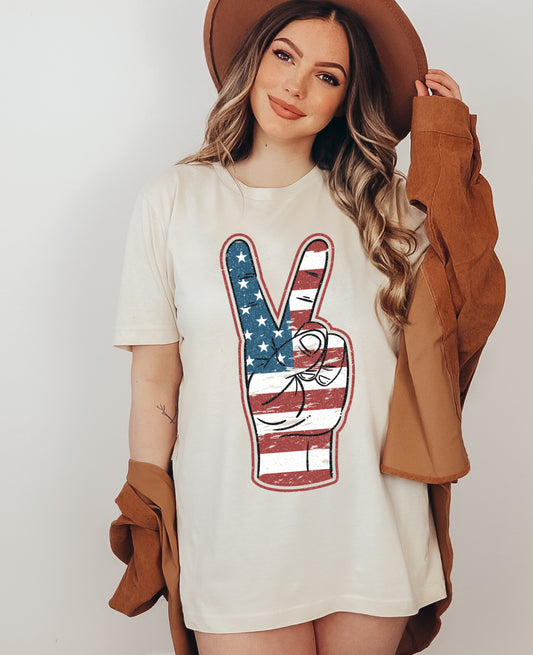 Comfort Colors or Bella Canvas Soft Style Peace USA Tee/ Toddler, Youth, And Adult Sizes/ - July 4th Unisex Sized
