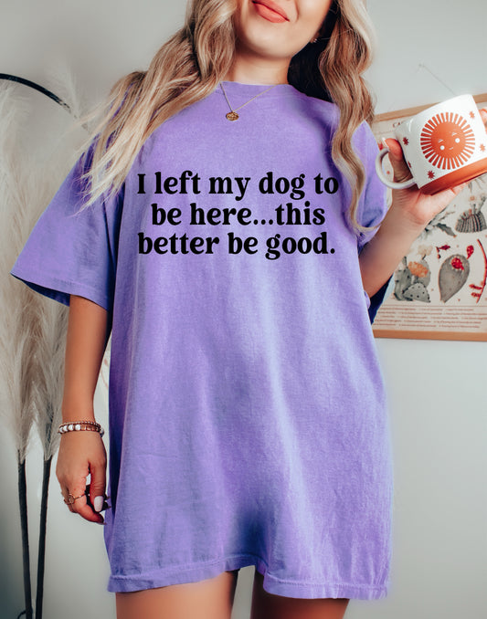 I Left My Dog To Be Here This Better Be Good Shirt/ Comfort Colors or Bella Canvas