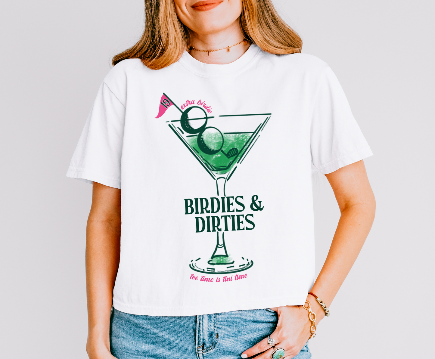 Boxy Crop Birdies and Dirties Shirt/ Golf Shirts for Women
