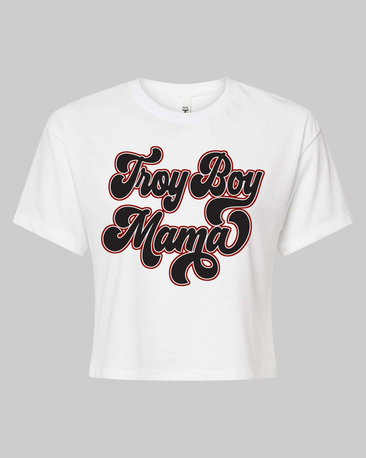 Troy Boy Mama Baseball Cropped Tee/ Adult Sizing / Troy Baseball Little League Shirts