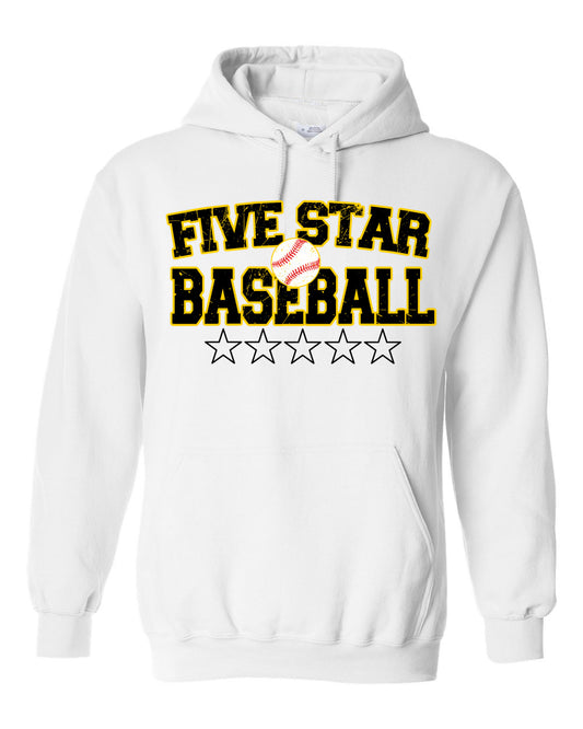 White Five Star Hoodie/ Youth and Adult Sizes