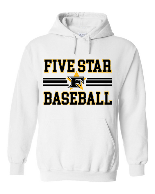 White Five Star Hoodie/ Youth and Adult Sizes
