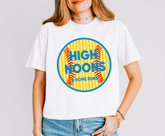 Cropped High Noons and Home Runs Cropped Tee /  Adult Sizes /Funny Baseball Softball Tees