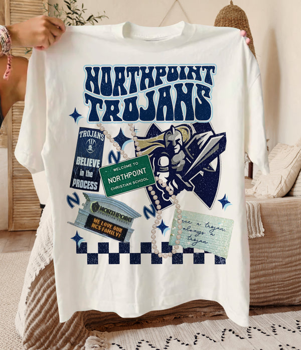 Comfort Colors or Bella Canvas Northpoint Trojans Scrapbook Collage Te ...