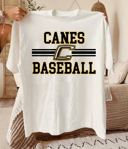 Bella Canvas, Next Level, or Comfort Colors Brand Canes Baseball Shirt/ Youth and Adult Sizing