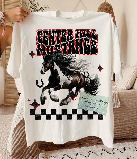 Comfort Colors or Bella Center Hill Mustangs Scrapbook Style Short Sleeved Tee/Youth and Adult Sizes / Center Hill Mustangs
