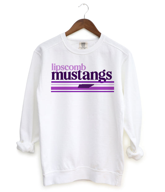 Comfort Colors or Gildan Mustangs Sweatshirt /  Adult Sizes / Lipscomb Mustangs