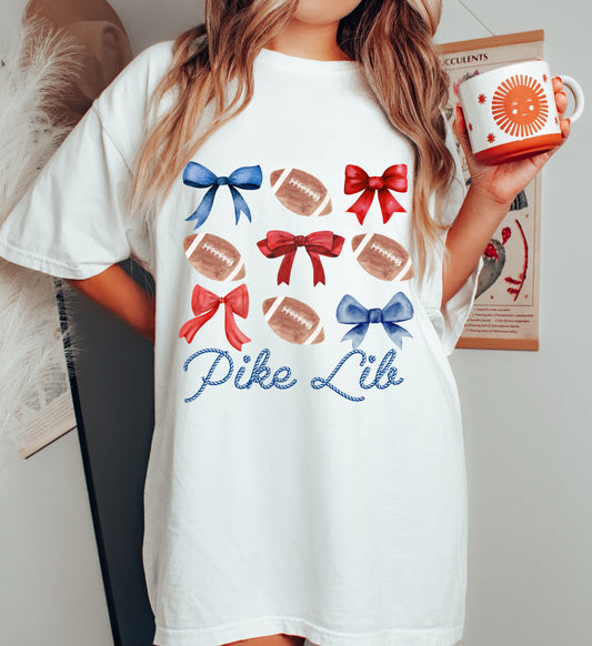 Comfort Colors or Bella Canvas Pike Lib Football Coquette Bow Tee- Youth and Adult Sizes