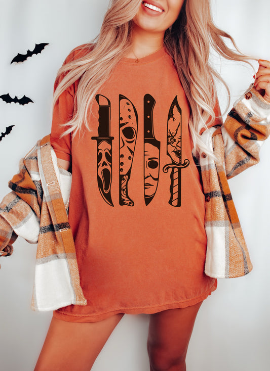 Comfort Colors or Bella Canvas Brand Knives Halloween Shirt  -  Adult Sizes