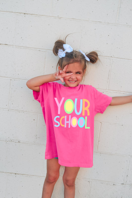 Custom Any School Comfort Colors Pastel Unisex Shirt / Youth and Adult Sizes/ Back To School Shirt