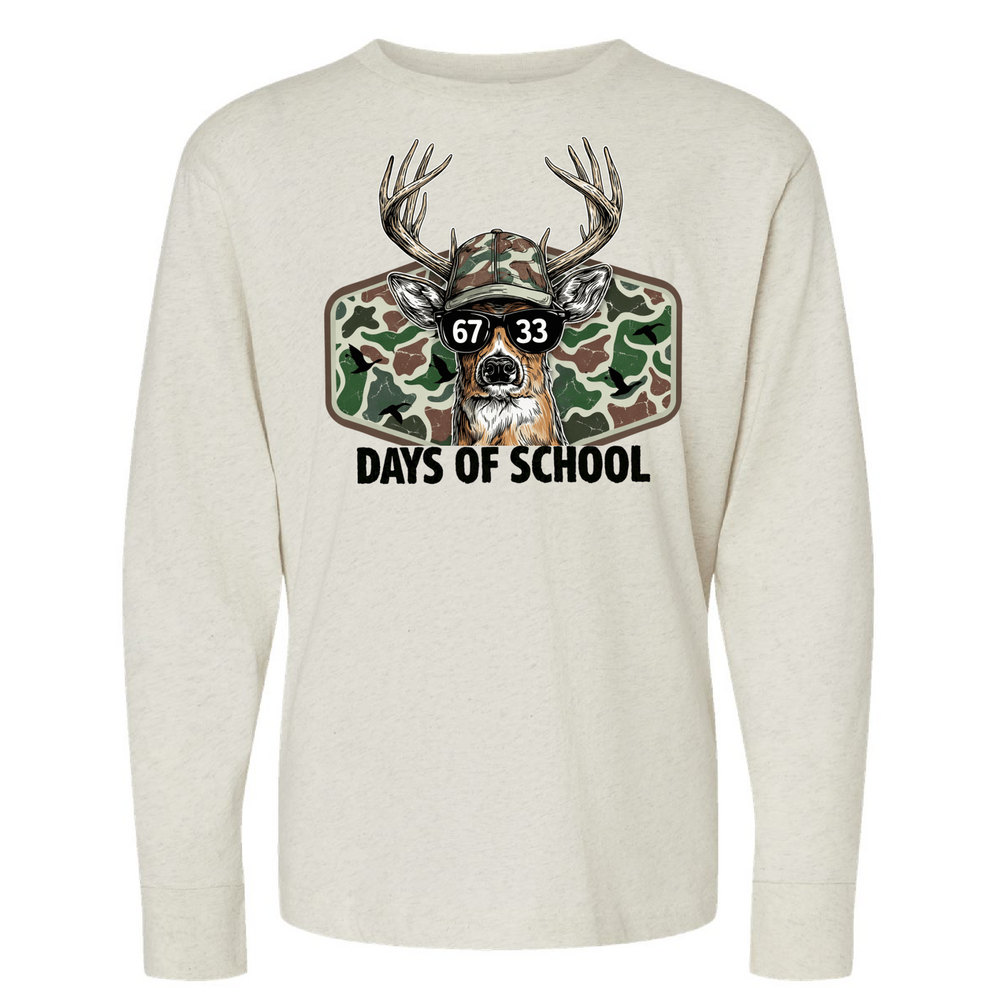 Long Sleeve 67 + 33  100 Days of School Shirt/ 100th Day of School Shirt -  School Tee/ Youth and Adult Sizing Available - For Boys Buck Shirt