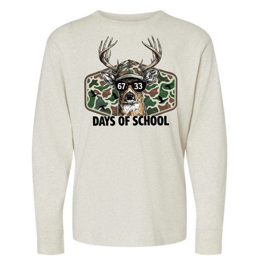 Long Sleeve 67 + 33  100 Days of School Shirt/ 100th Day of School Shirt -  School Tee/ Youth and Adult Sizing Available - For Boys Buck Shirt